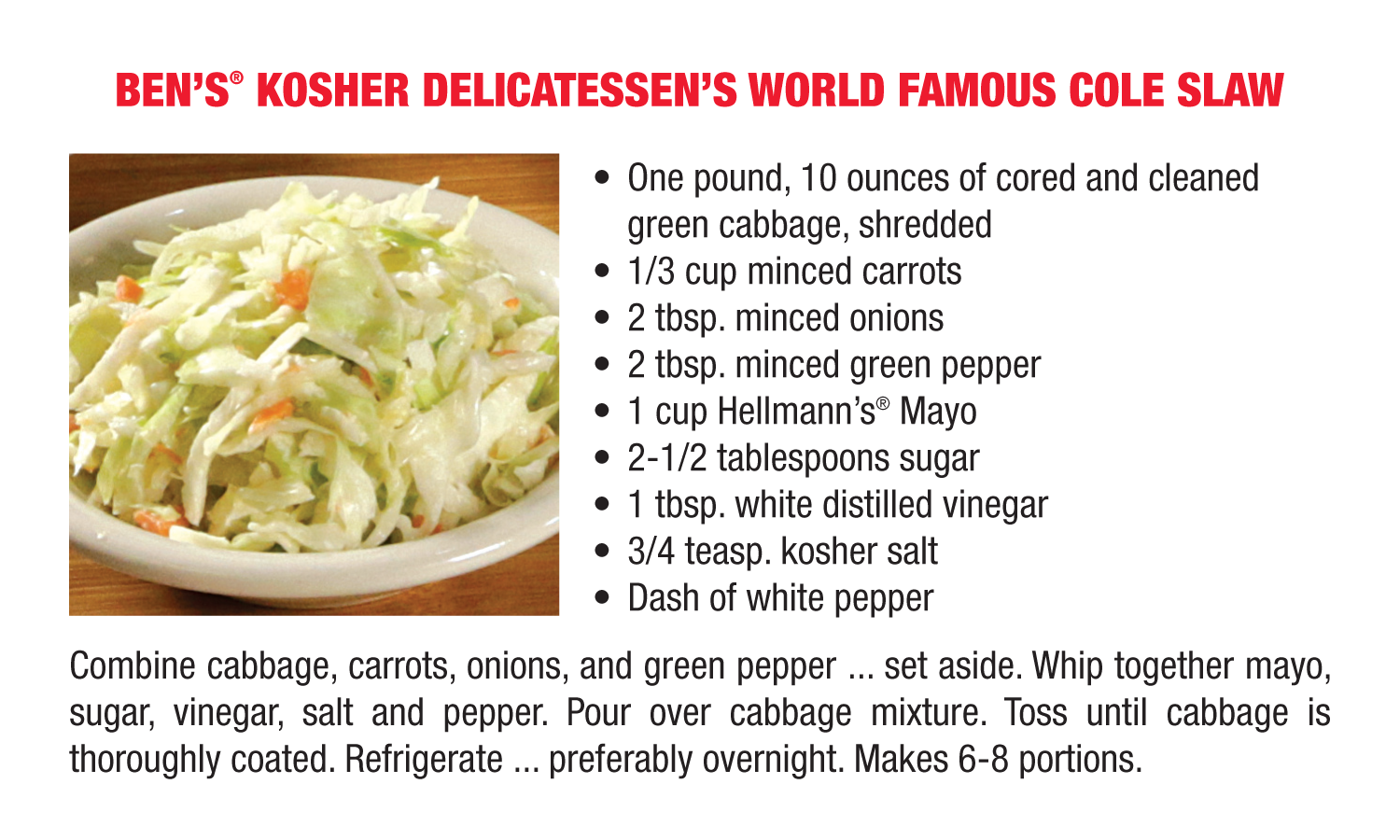 Ben's World Famous Cole Slaw Recipe