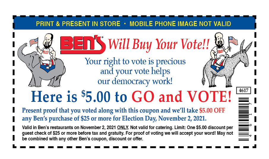 Ben's Election Day Coupon